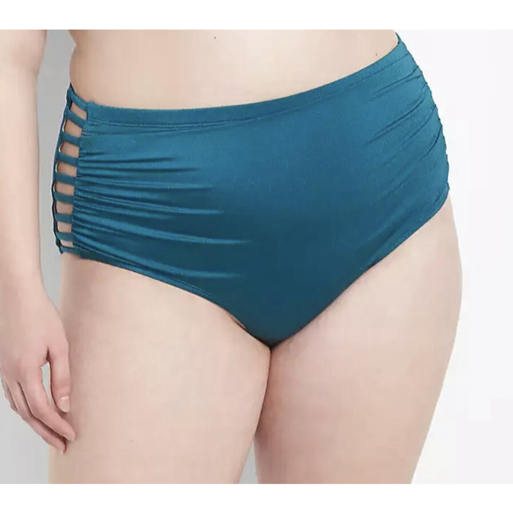 Cacique Swim Women's Shimmer Strappy Ruched-Side Swim Brief size 26